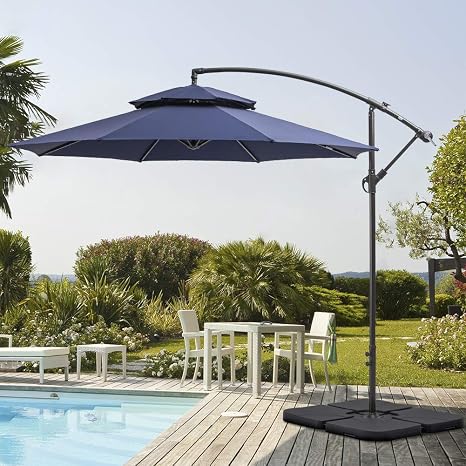 Waterproof Uv Protection Outdoor Cantilever Umbrella With Ventilation Fruiteam 10ft Patio Offset Umbrellas Hanging Garden Umbrellas Large Market Umbrella With Crank Cross Base Khaki Umbrellas