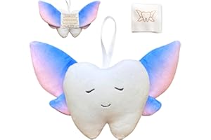 20 Moments of Tooth Squishie Tooth Fairy Pillow with Pocket and Poem to Invite Tooth Fairy - Tooth Fairy Tooth Holder Plushie, Cute