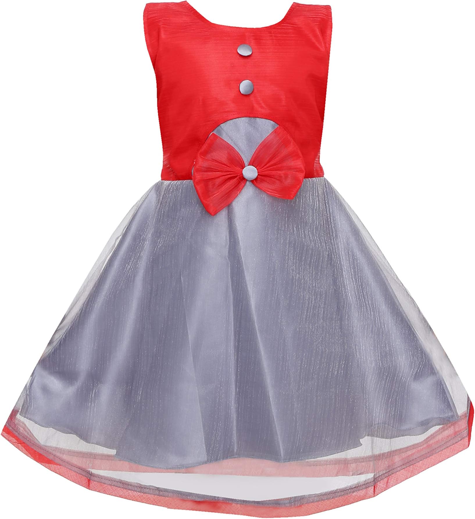 Girls Net Made Multi-Colored Casual Frock for Girls