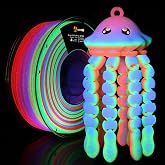 LOVOON 3D Printer Filament, Glow in the Dark Filament, Luminous Rainbow 1KG | Magic irradiative 3D PLA Filament 1.75mm, Ideal for Halloween and Christmas Decorations, Glow-Rainbow 6,Fit Most FDM Printers