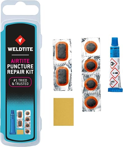 WELDTITE Airtite Bike Tyre Puncture Repair Kit 6 Patches Feather Edge