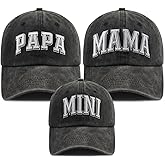 Funny Embroidered Papa Mama Mini Parent-Child Hat, Adjustable Matching Family Baseball Cap Set of 3