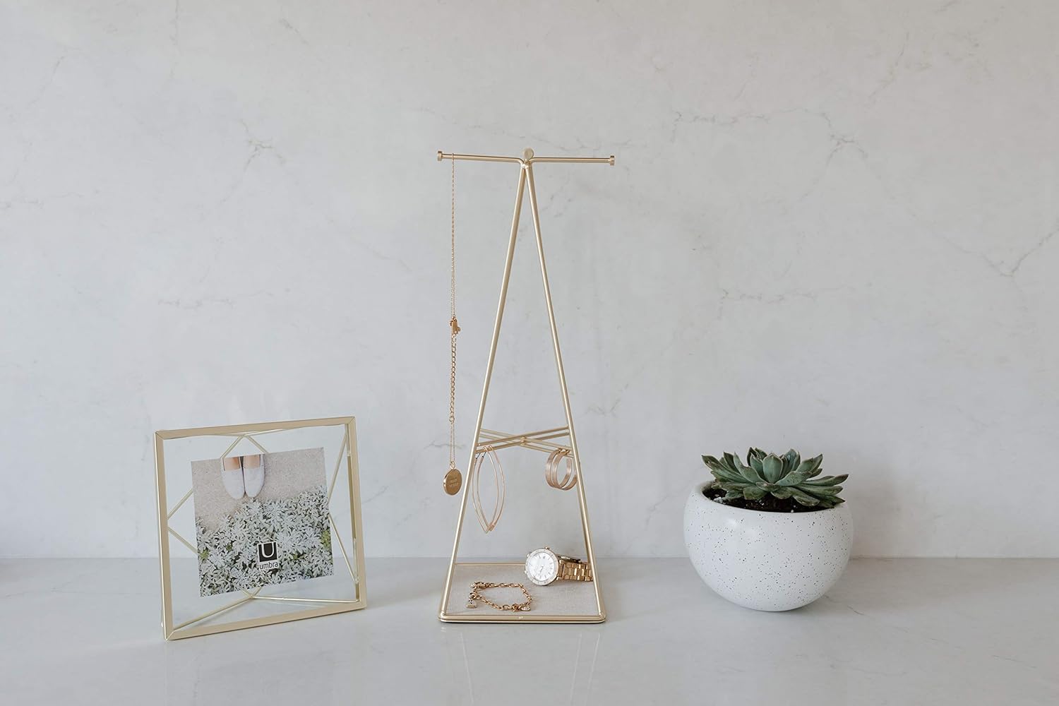 Umbra Prisma Jewelry Stand and Necklace Holder, Brass: Home & Kitchen
