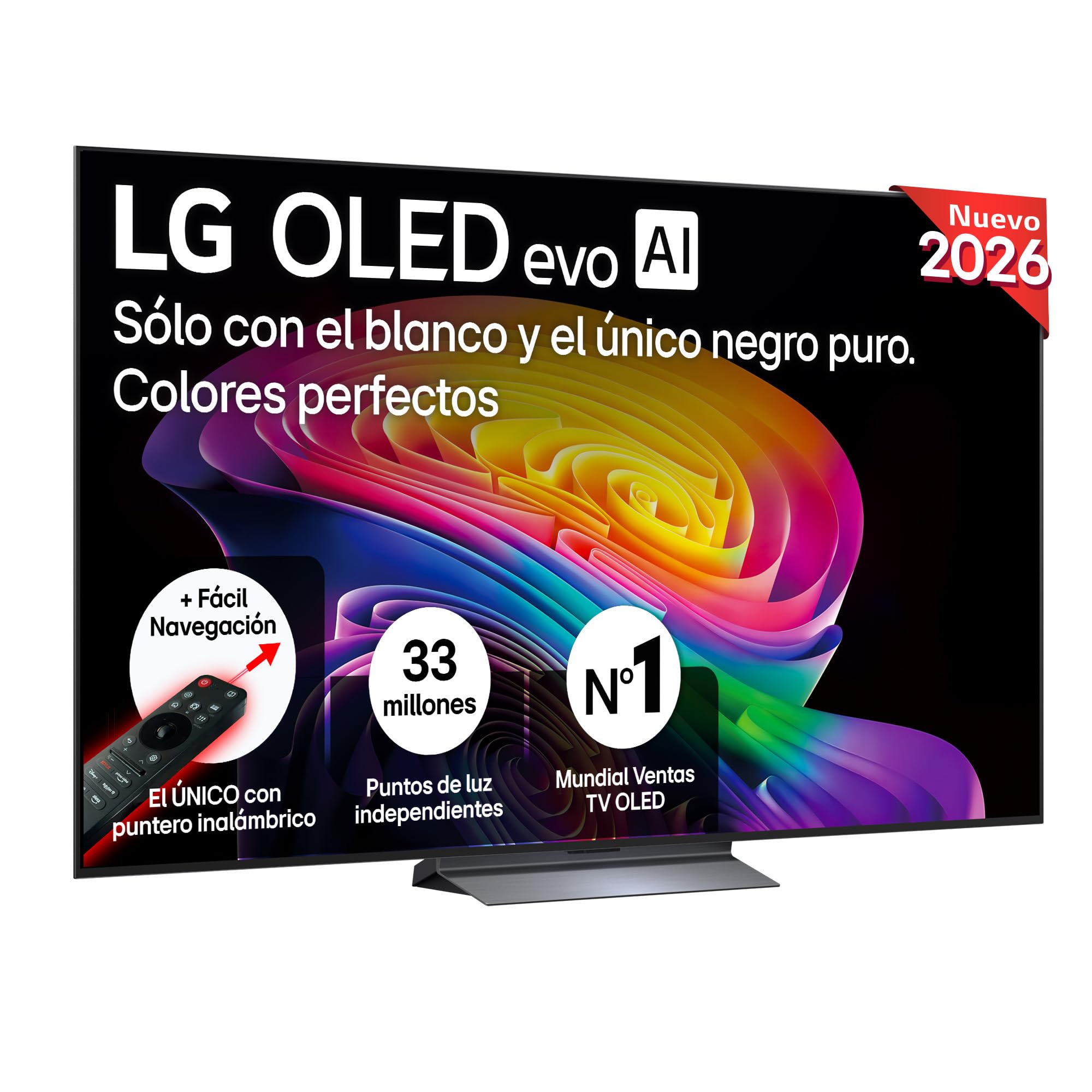 LG OLED65C64LA - TV 65", 4K OLED EVO AI C6, Smart TV, WebOS 26, Procesador α11 AI Gen3, VRR 165Hz, Sin Reflejos al 98,9%, Dolby Vision y Atmos, Alexa/Google Assistant, Gris Oscuro