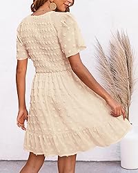 BTFBM Womens Beach Vacation Dress V Neck Short