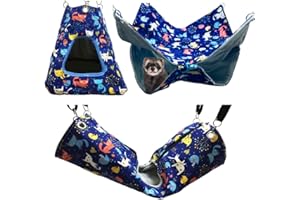FULUE Ferret Rat Critter Nation Cage Accessories,Ferret Rat Hammock Set Hanging Bed Tent Tunnel for Any Small Animal Bedding
