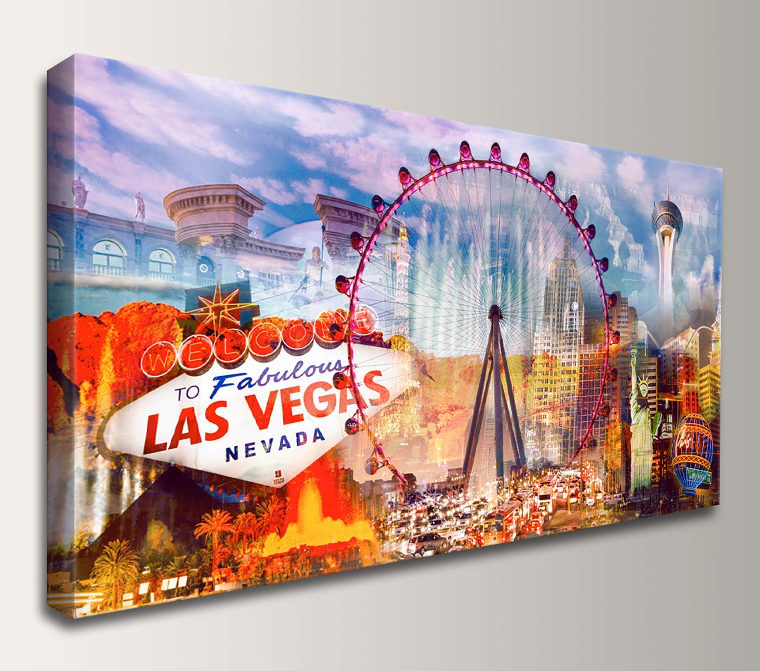 Amazon.com: Las Vegas Art Wall Decor Canvas Print -"Viva LV": Handmade
