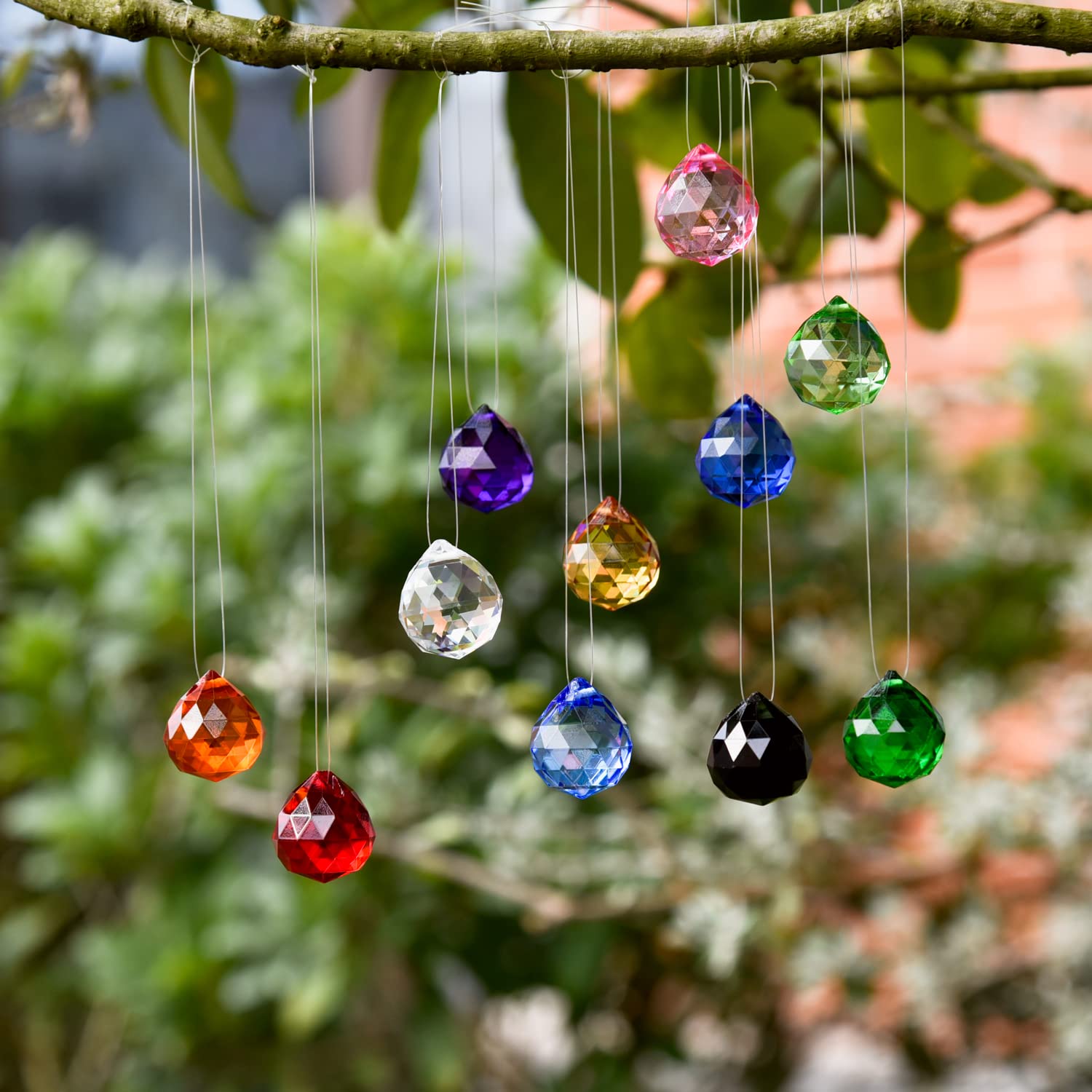 20PCS Multi-Color Faceted Glass Crystal Balls, Prefdo Hanging Crystals Prisms Rainbow Pendants Maker for Chandelier Parts Lighting Balls Sun catcher Wedding Christmas Tree Decoration