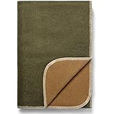 Thick Alpaca Wool Blanket Heavyweight for Camping or Indoors | Soft Peruvian Alpaca Wool (Olive Green/Soft Camel, Queen)