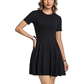 Vomidia Summer Dresses for Women 2026 Crewneck Short Sleeve A Line Beach Vacation Casual Sundress Short Dress