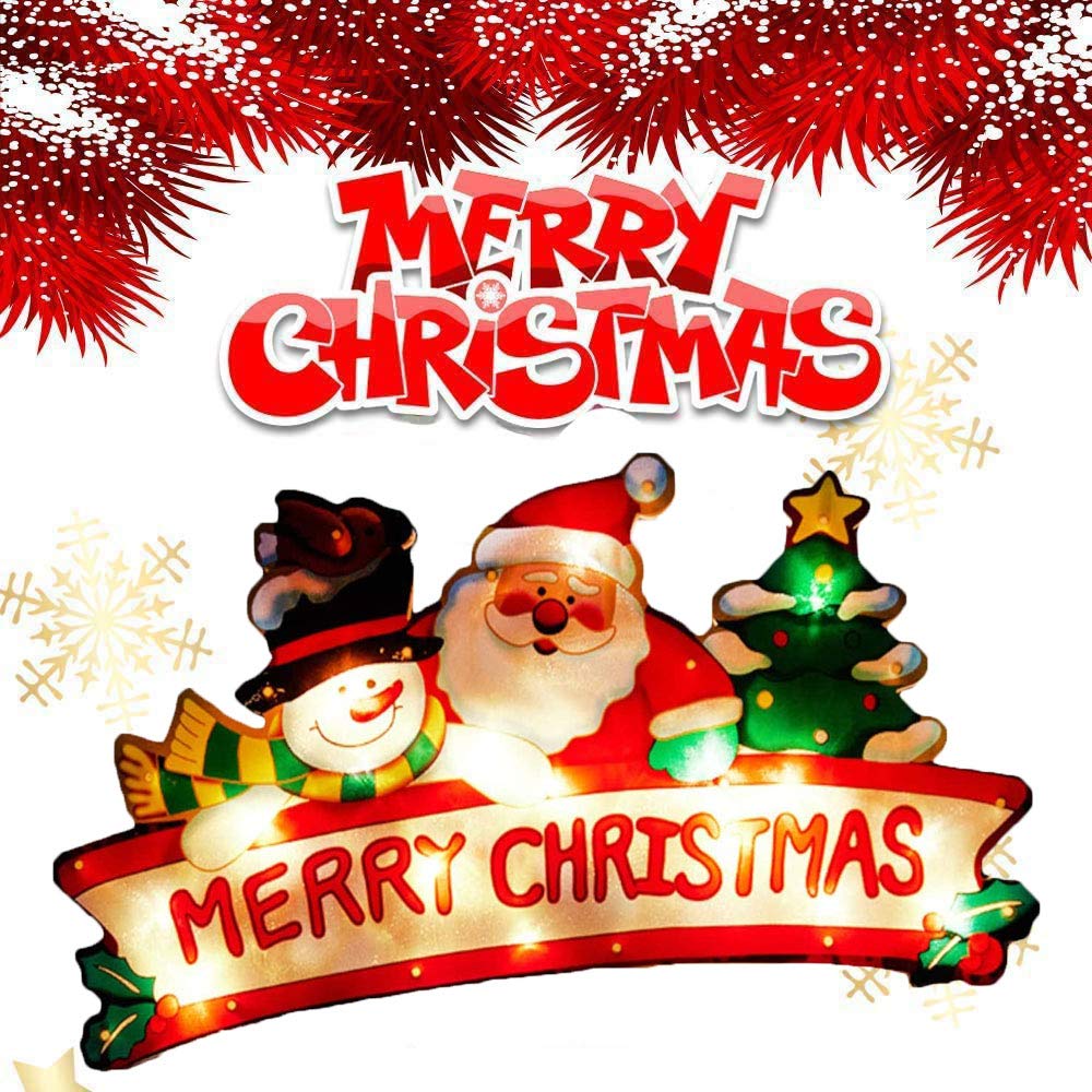 SIXIUDIA Santa Light - Xmas Pendant Christmas Lamp LED Window Hanging Lights with Suction Cup, Party, Indoor Outdoor Christmas Decor (Merry Christmas)