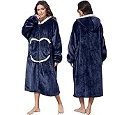 FEELJAM Oversized Wearab Blanket Hoodie, Cozy Flannel Blanket with Sleeves and Zipper for Women, Mens, Teens (80 x 120 cm)