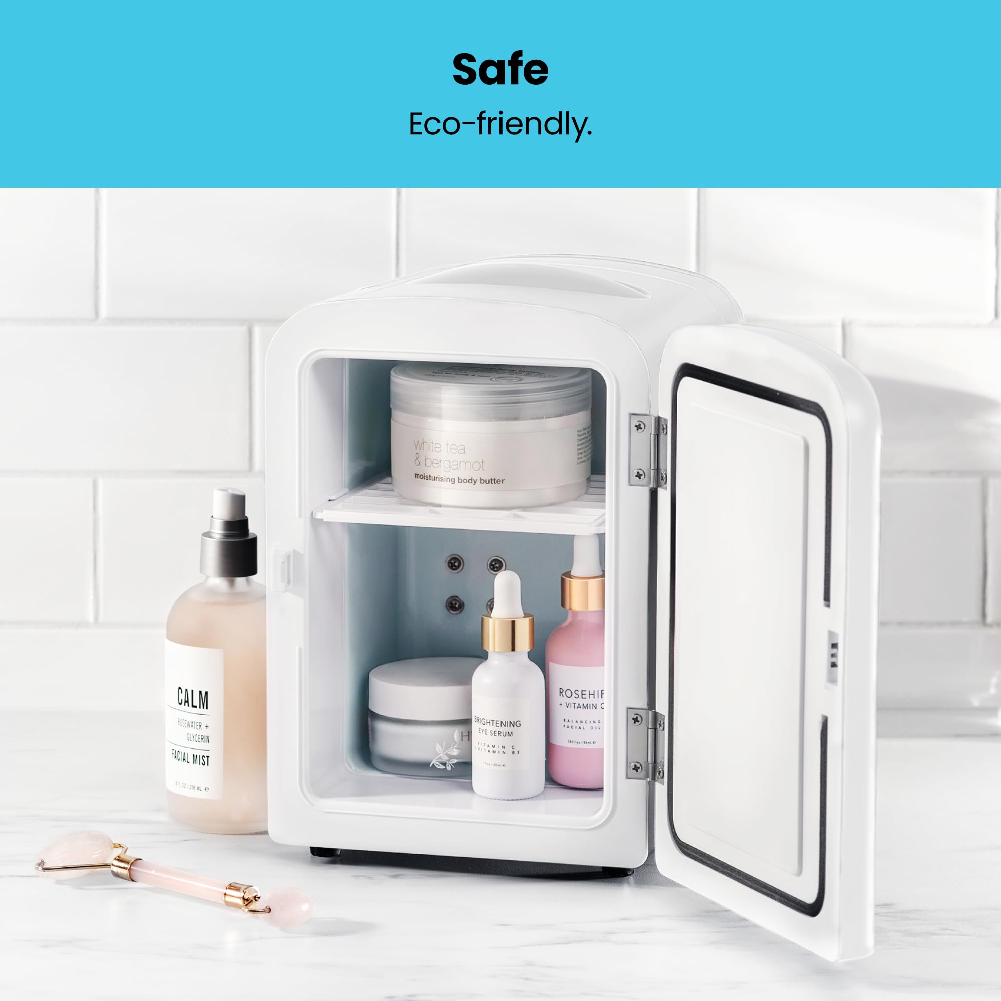 Chefman - Iceman Mini Portable White Personal Fridge Cools Or Heats & Provides Compact Storage For Skincare, Snacks, Or 6 12oz Cans W/ A Lightweight 4-liter Capacity To Take On The Go