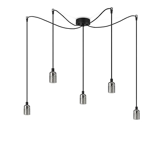 Bulb Attack Uno Basic S_5 New Deckenleuchten Metall E27, 60 W, nickel glänzend/schwarznuss 158,5 x 3,3 x 158,5 cm