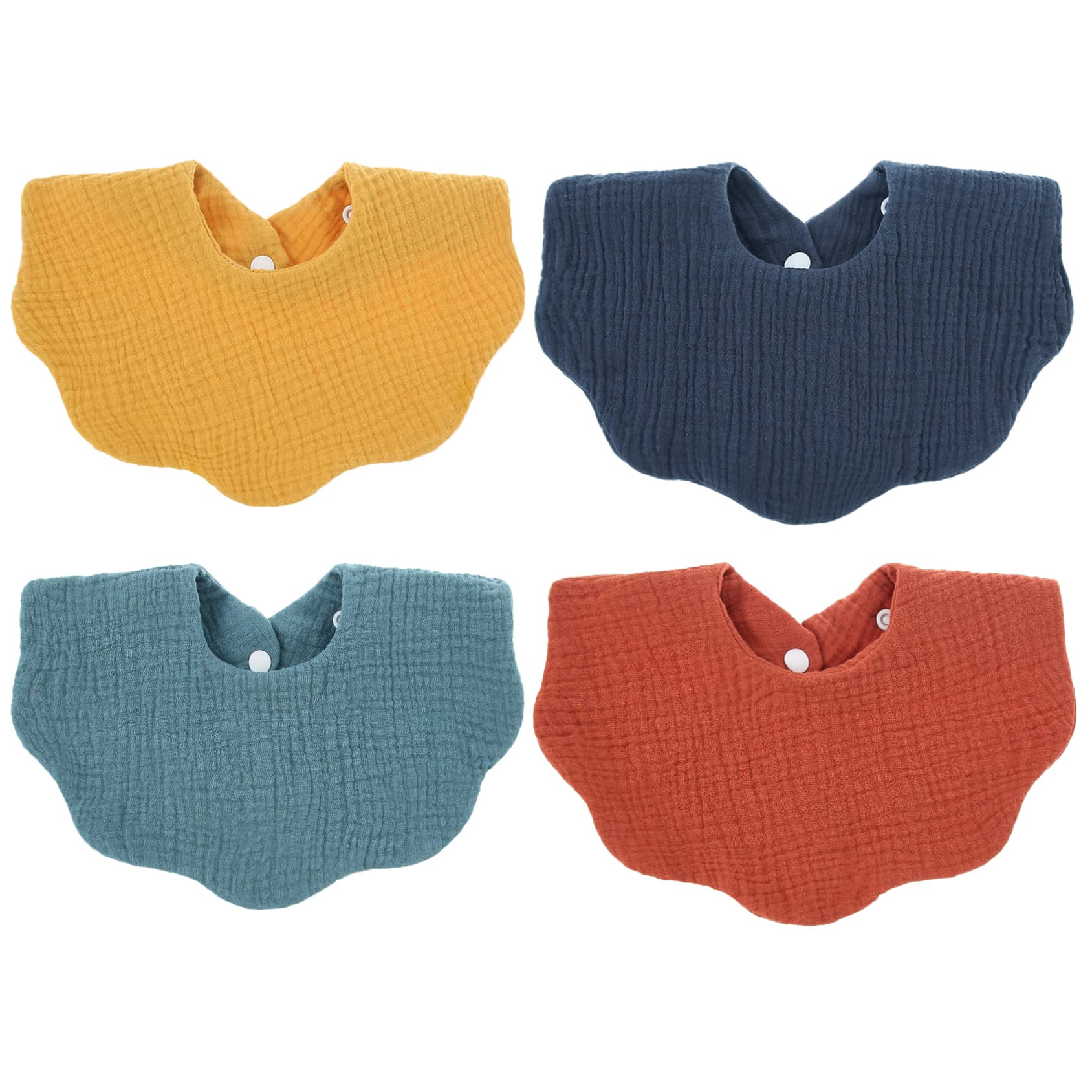 Viaky Baby Bandana Dribble Bibs 4 Pack, 4 Layer Cotton Wave Muslin Bibs with 2 Adjustable Snap, Soft and Absorbent Baby Drool for Newborns, Toddlers, Boys and Girls Teething, Drooling