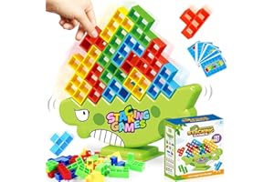 64pcs Dinosaur Tetra Tower Game Stacking Blocks Balance Games, 2-4 Player Family Travel Board Games Children's Balance Game S