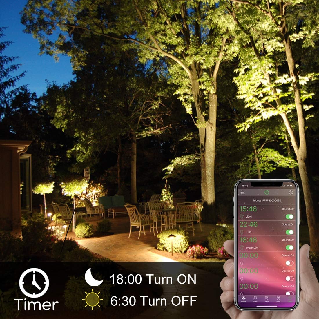 LED Flood Light 100W Equivalent RGB Color Changing, Outdoor Bluetooth Smart Floodlights RGBW 2700K Warm White & 16 Million Colors, 20 Modes, Grouping, Timing, IP66 Waterproof (2 Pack) - - 