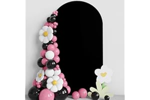 Asee'm 7.2FT Wedding Arch Cover Black Fitted Spandex Cover 2-Sided Round Top Chiara Backdrop Stand Covers for Party Ceremony Birthday Banquet Decoration