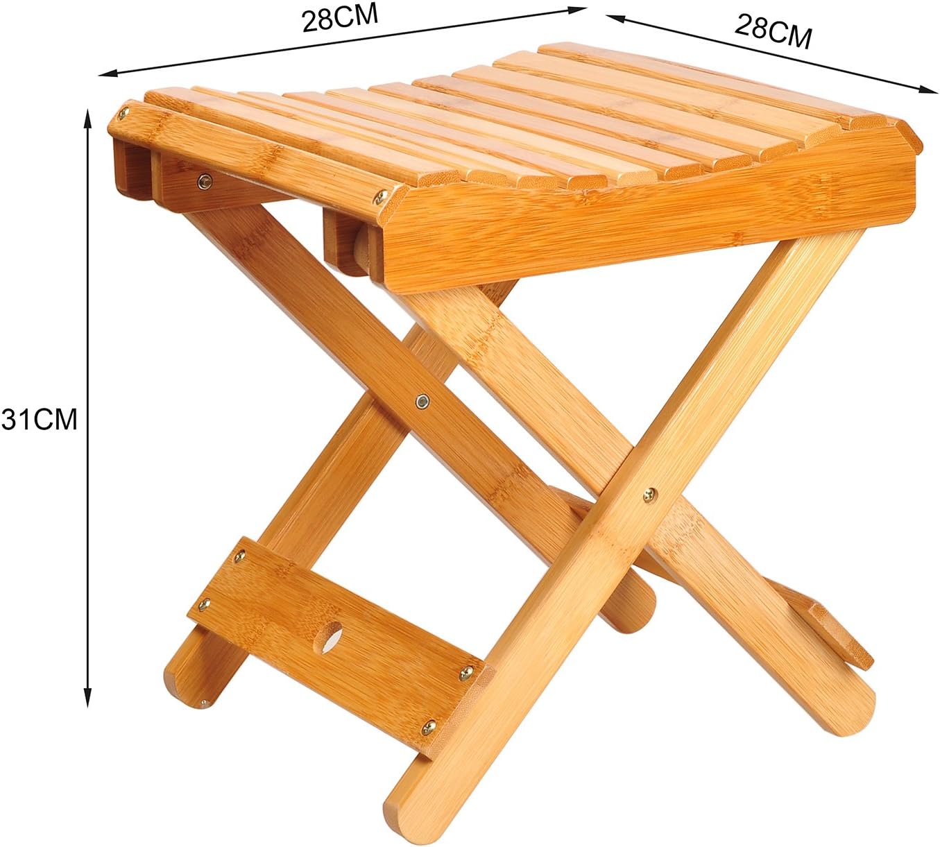 Ecrocy Bamboo Folding Stool for Shaving & Shower Foot Rest - Fully Assembled - 12" Height: Furniture & Decor