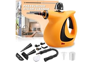SPURGEHOM Handheld Steam Cleaner, Portable Steamer with Large Capacity,11-Piece Accessory Set for Floor, Car, Carpet, Upholstery, Couch, Tile, Windows Cleaning(Yellow)