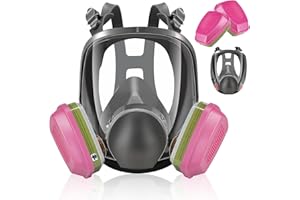 SupMusk Full Face Respirator Mask with Filters, Anti-Fog Anti-Gas Anti-Dust Respirator, Gas Mask for Painting Spraying