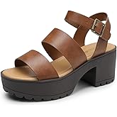 DREAM PAIRS Platform Heels for Women Lightweight Chunky Open Toe Stylish Comfortable Fisherman Sandals with Adjustable Ankle Strap