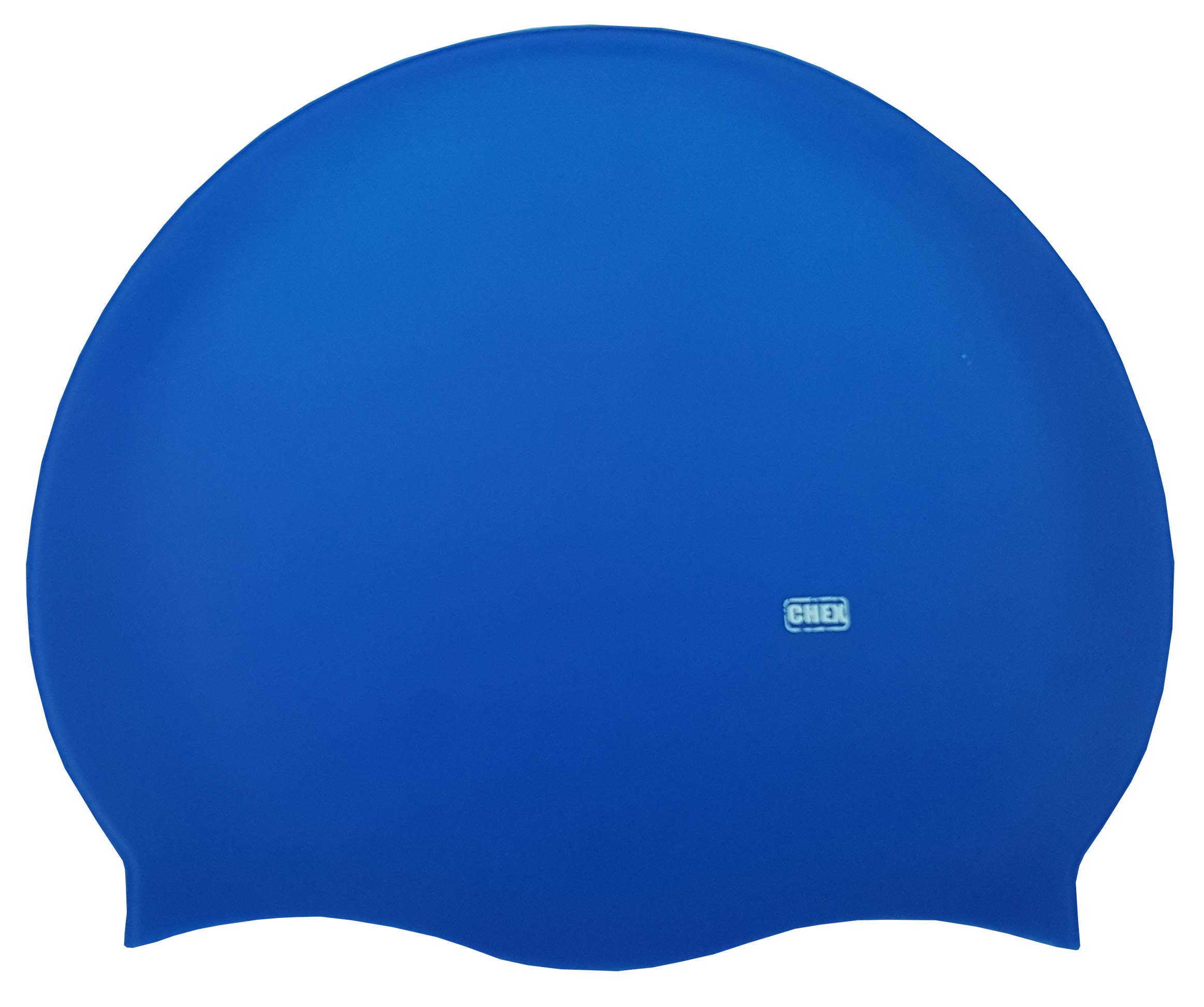 CHEX Branded Stretchy Silicone Unisex Women Men One Piece Swimming Hat Swim Cap Plain Fluo Dark Pastel Colours One Size Adults 8+ Years Easy Pull On Swim Hat (Blue 286)