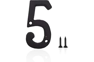 JERRYBABY 3 Inch House Numbers- Special Cast Iron Home Address Number- Easy Install (3 Inch High, 5)