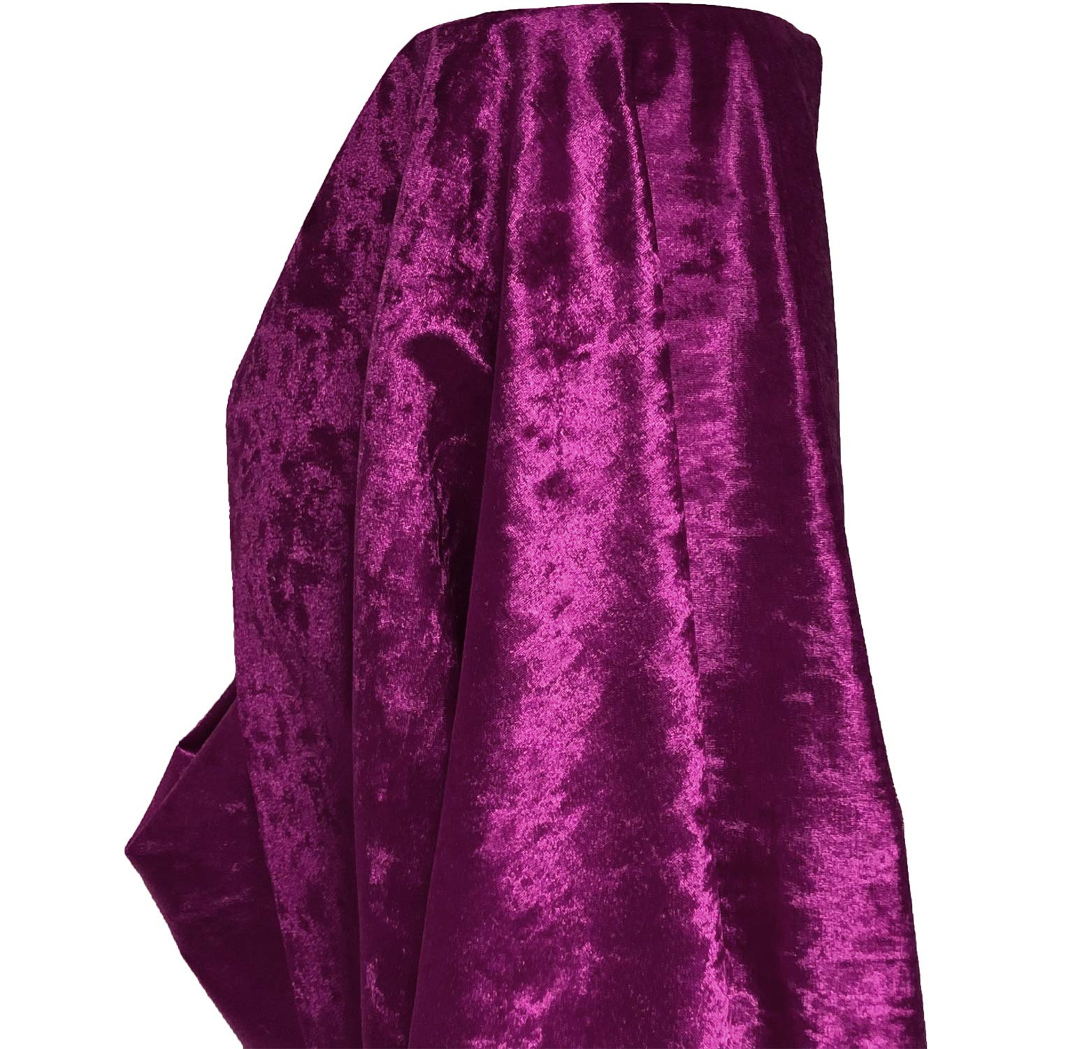 A-Express Premium Glitz Soft Crushed Velvet Fabric Material Curtains Cushion Dressmaking Upholstery 140cm Wide with Backing - 5 Meters 500cm x 140cm Purple