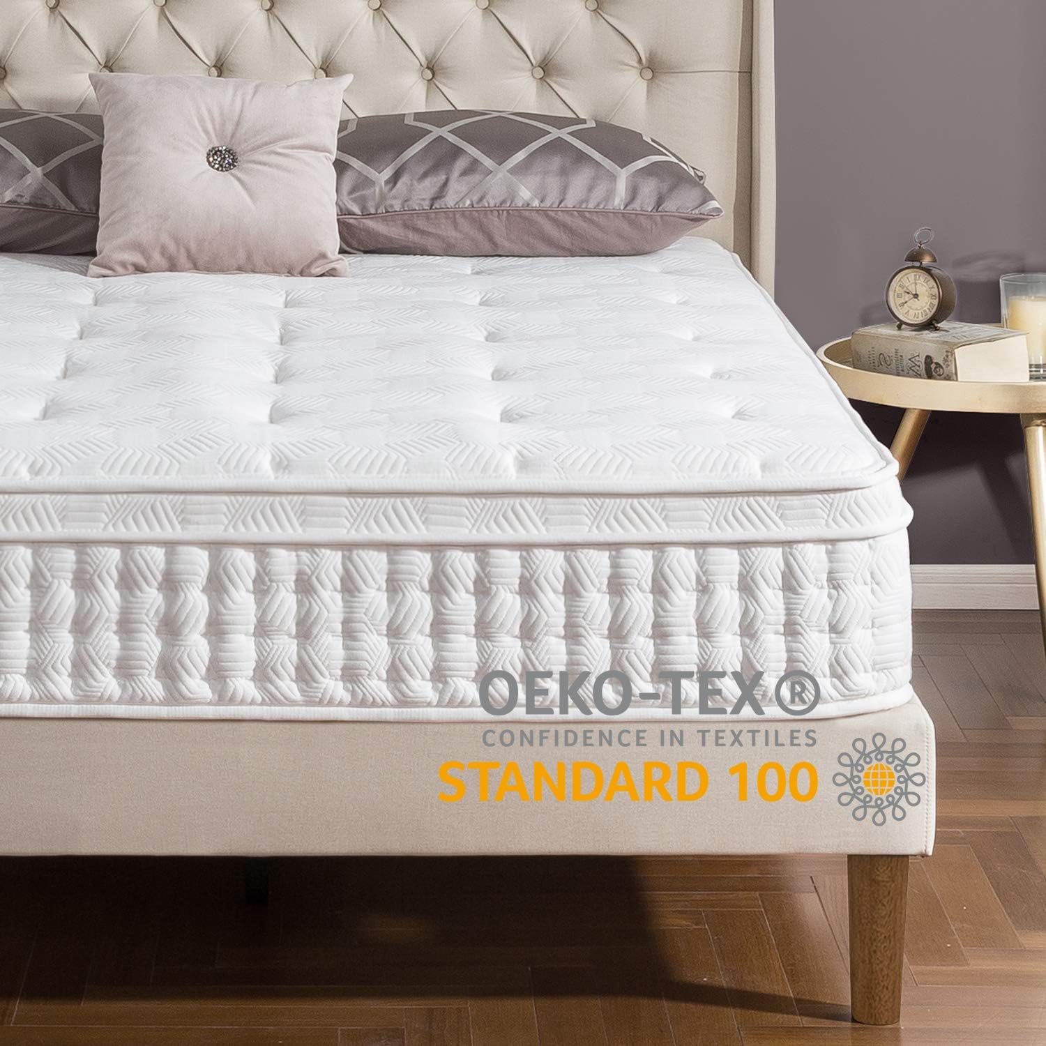 ZINUS 12 Inch Euro Top Pocket Spring Hybrid Mattress / Pressure Relief / Pocket Innersprings for Motion Isolation / Bed-in-a-Box, Queen: Furniture & Decor