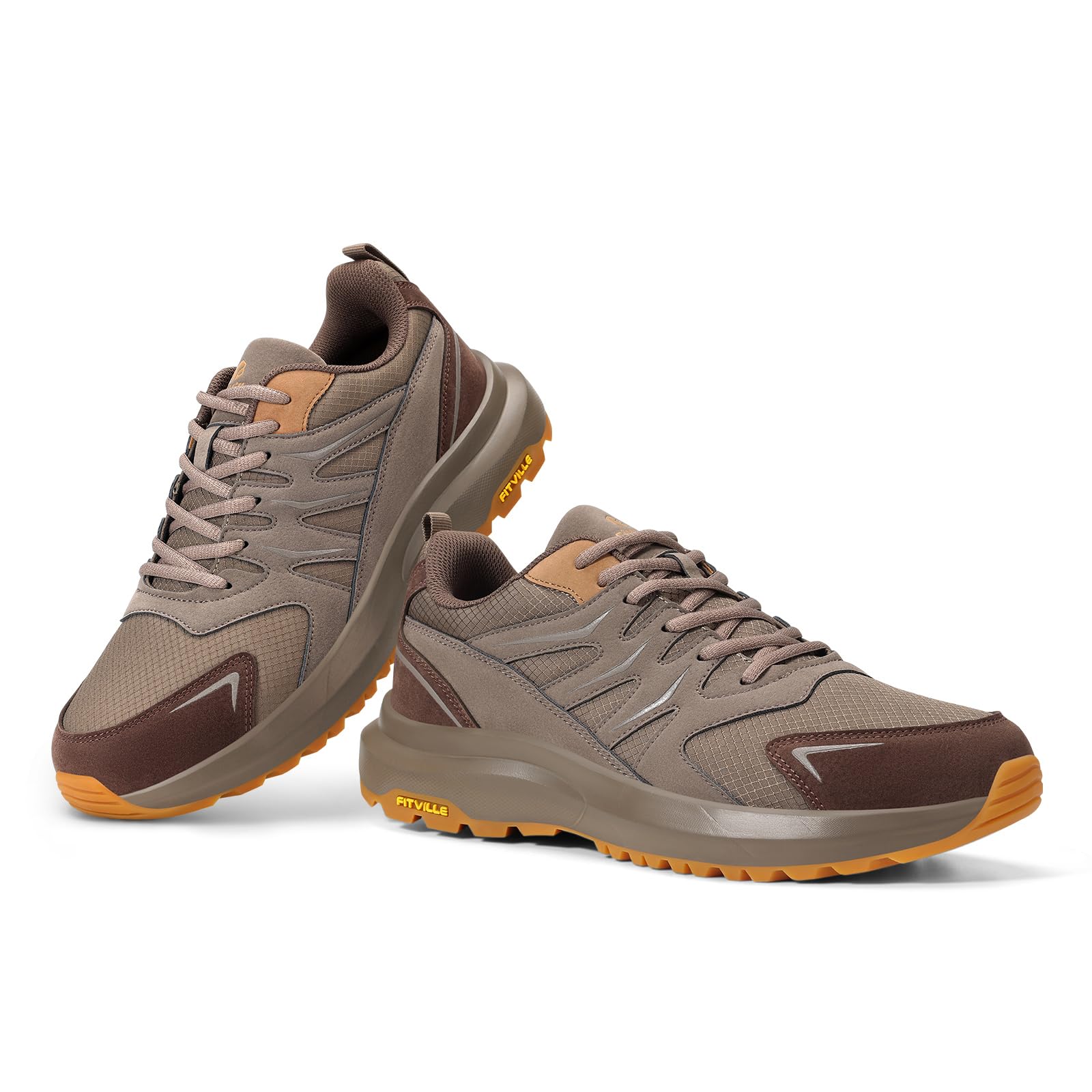 FitVille Wanderschuhe Herren Extra Breit Wasserdicht Trekkingschuhe Outdoorschuhe rutschfeste Knöchel Bergschuhe Atmungsaktiv Leicht Walkingschuhe Weite Sneaker Hiking Shoes Braun 43 EU Weit 7