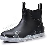 GUYISAKJ Women's Ankle Rain Boots - Slip On Waterproof Festival & Garden Shoes for Men - Comfortable Lightweight Rubber Wellies with Decorative Buckle