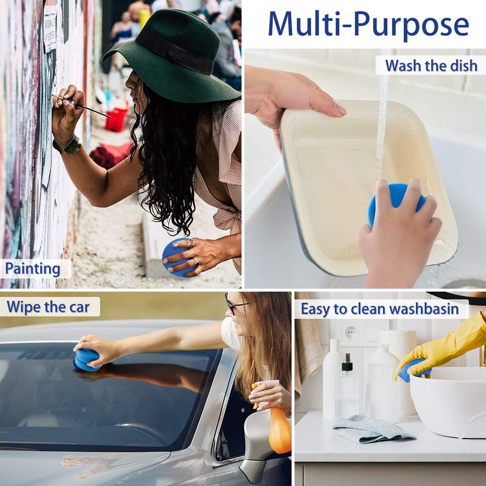 ATROPOS 8 Pieces Paint Sponges, Double Layer Circular Painting Sponge Applicator, Reusable and Washable, Perfect for Tire Detailing, Painting, Craft, Kitchen Cleaning