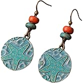 Dragonfly Earrings for Women, Bohemian Copper Turquoise Dangle Earrings, Vintage Hippie Earrings with Lightweight Drop Clusters, Boho Jewelry Gift for Her