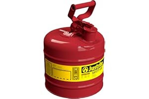 Justrite 7120100 - Galvanized Steel, Type I Red Safety Can, with Large ID Zone, Meets OSHA & NFPA Standards for Handling Haza
