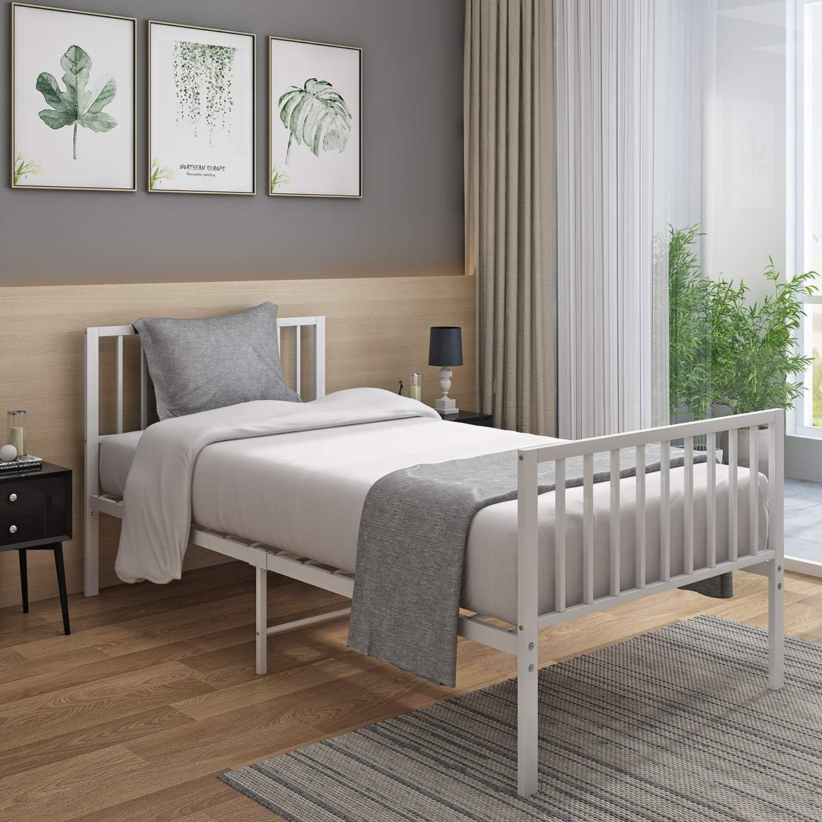 Panana 4FT Small Double Metal Bed Frame Thicker Steel Pipe Reinforce Metal Platform Bedstead for Panana 4FT Small Double Metal Bed Frame Thicker Steel Pipe Reinforce Metal Platform Bedstead for