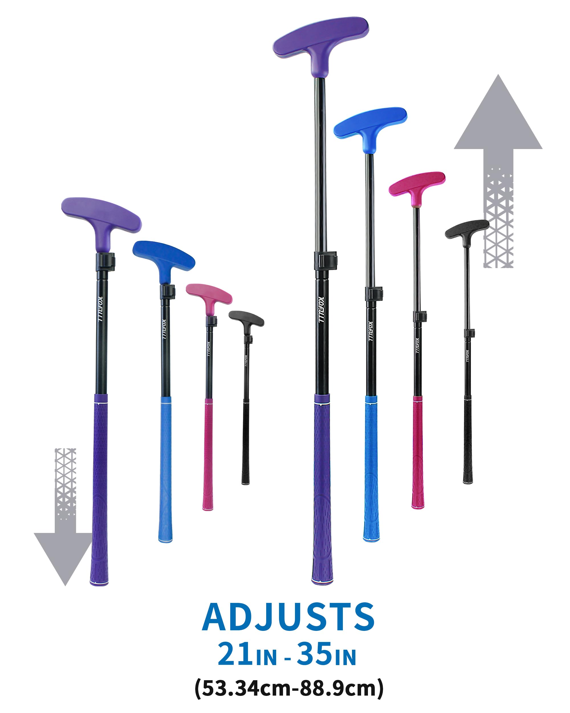 KOFULL Golf Putter 4 or 2 PCS, Mini Golf Putter Adjustable to Perfectly Height, Retractable Shaft, Two-Way Putters for Right or Left Handed, Suitable for Family Golf Putting Game, 21–36 inches