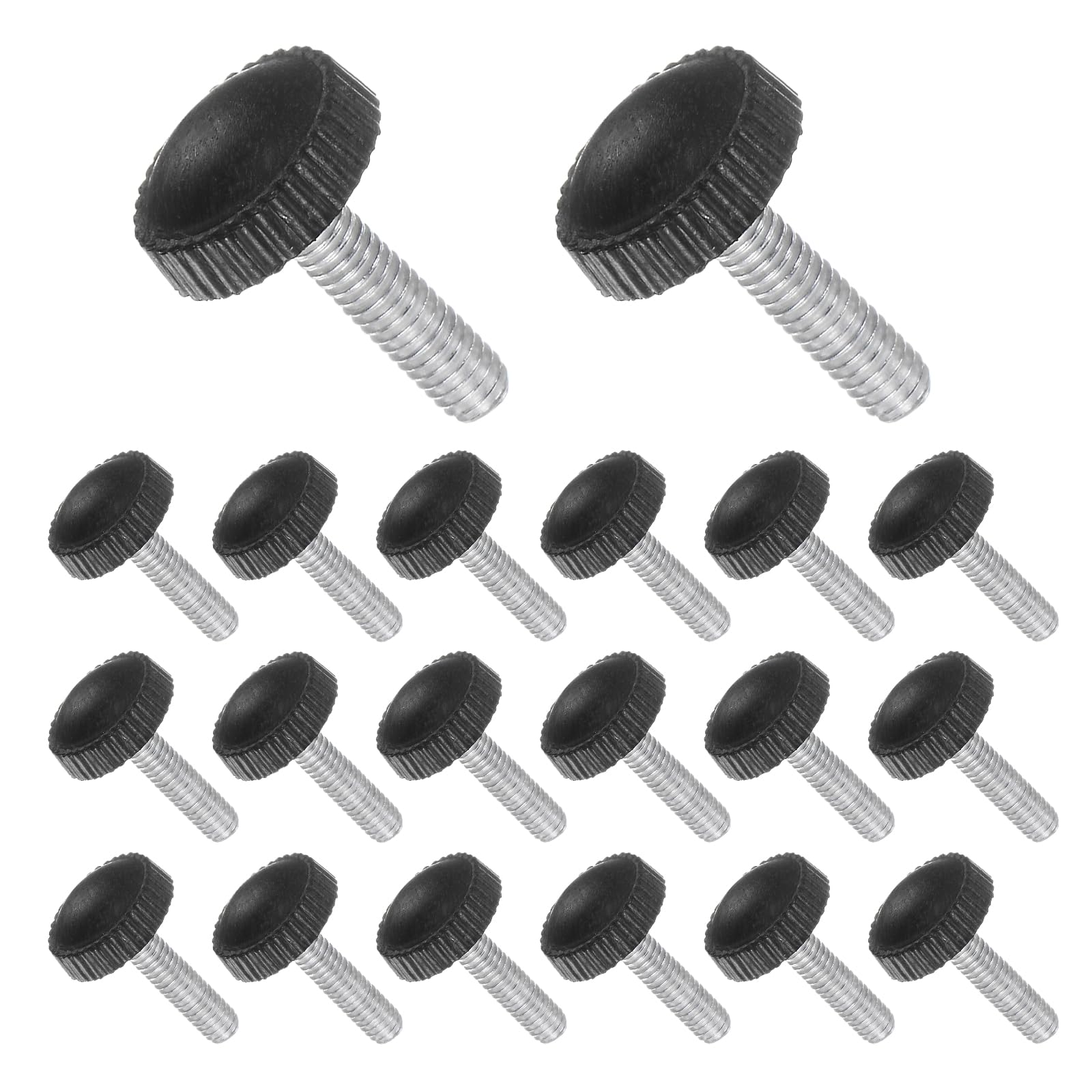 CoCud Thumb Screw Knurled Knobs, M4 x 20mm Male Thread, Black Round Head Clamping Screw Threaded Stud Hand Knobs Grip, (Applications: for Machinery Lathes), 20-Pieces