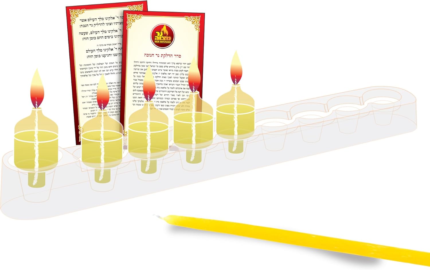 Pre-Filled Menorah Oil Cup Candles - Hanukkah Ohr Lights - 100% Olive Oil with Cotton Wick in Glass Cup - Medium Size, 44 per Pack, Burns Approx. 2 1/2 Hrs: Home & Kitchen