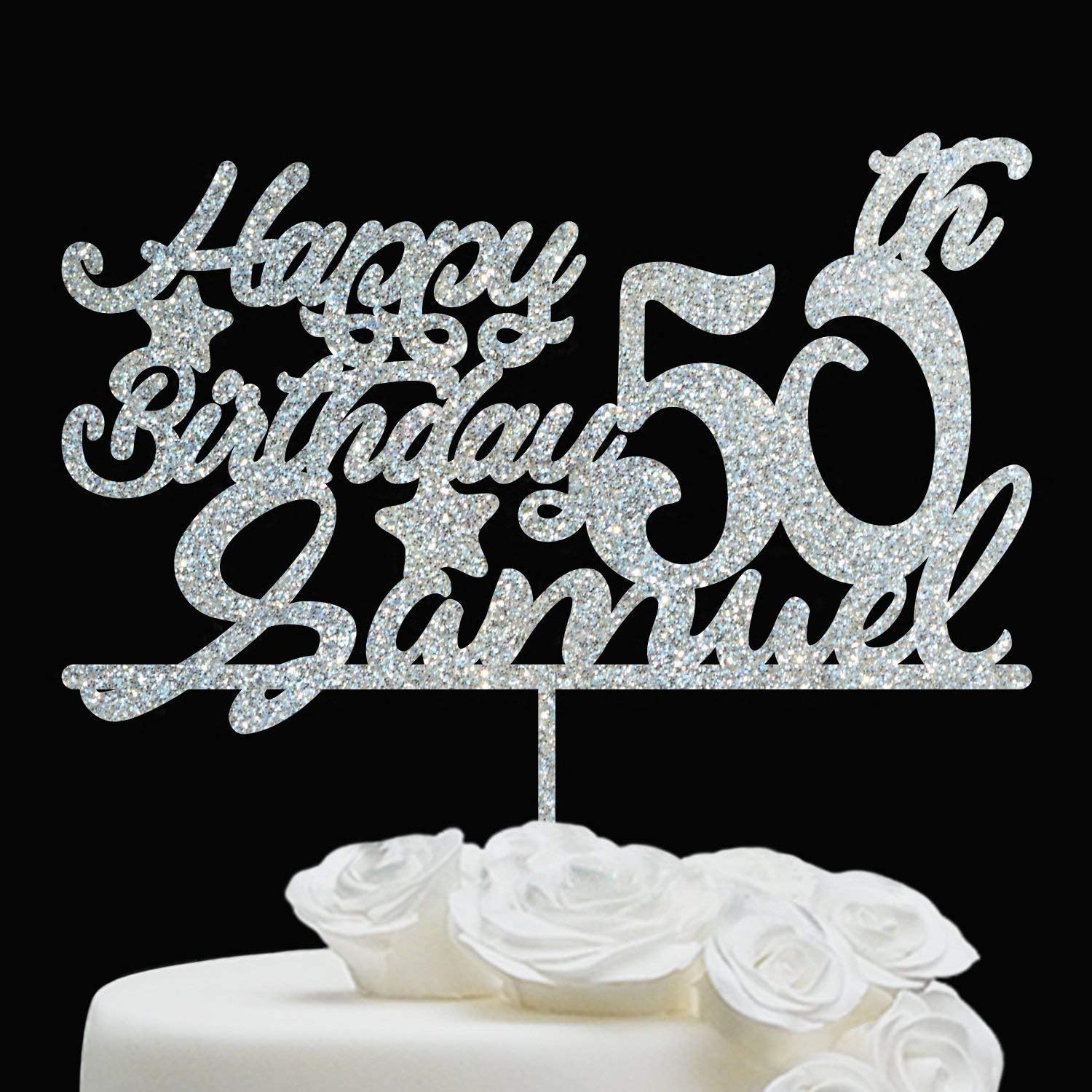 50 Birthday Cake Topper - Personalized Cake Topper - Anniversary Birthday Cake Topper - Custom Birthday Topper - Happy Birthday Topper