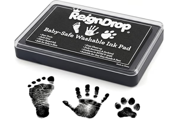 ReignDrop Ink Pad For Baby Footprint & Handprint - Creates Impressive Long Lasting Keepsake Stamp for Infant & Kids. Smudge P