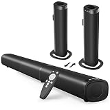 Puriom Sound Bar for Smart TV, 100W Sound Bar with Bluetooth 5.3/ARC/Opt/AUX Connect, 2-in-1 Detachable Home Soundbar, Home Theater Speaker & Bass Effect, for TV/PC/Projectors