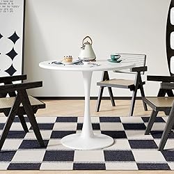 Recximi White Round Dining Table for 2, 24 Inch
