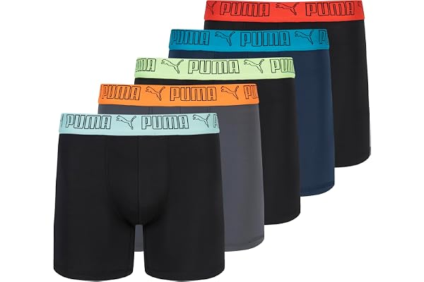 Puma Mens 5 Pack Performance Boxer BriefsBoxer Briefs