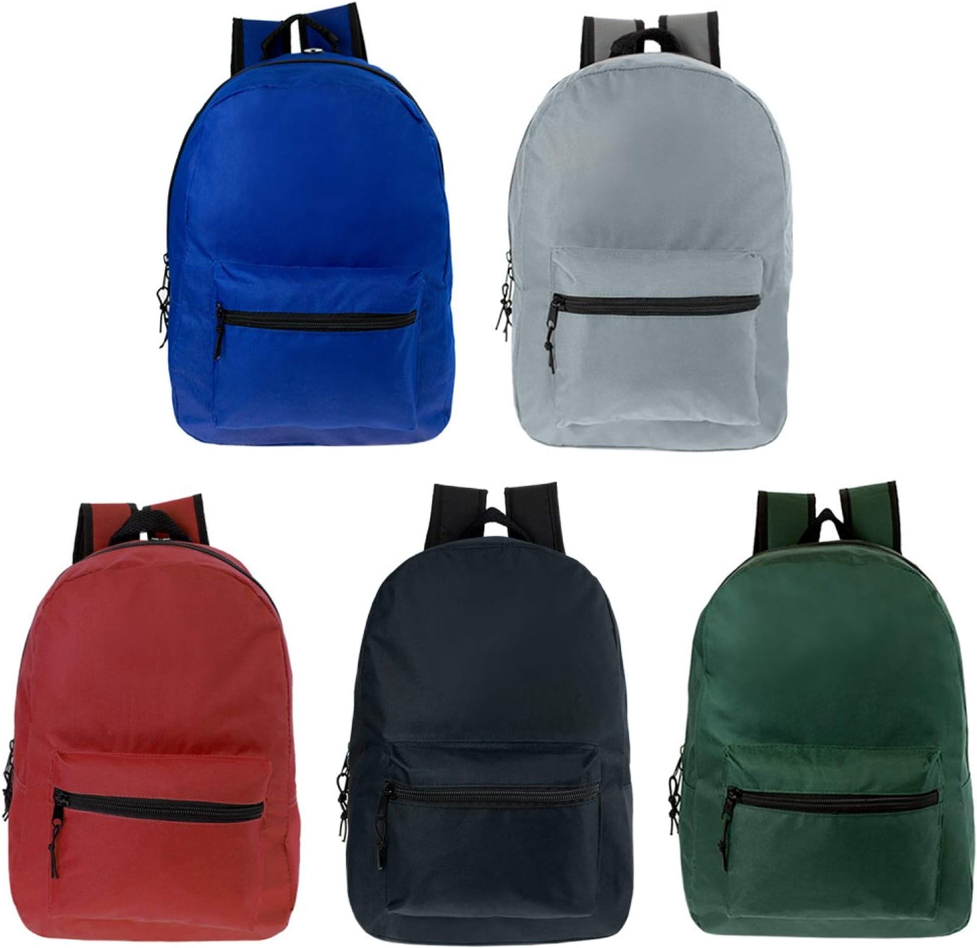 24 Pack - 17 Inch Classic Bulk Backpacks - Wholesale Case of 24 (Assorted Colors)