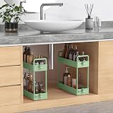 SOLEJAZZ 3-Tier Storage Trolley Cart Slim Rolling Utility Cart Green view 5