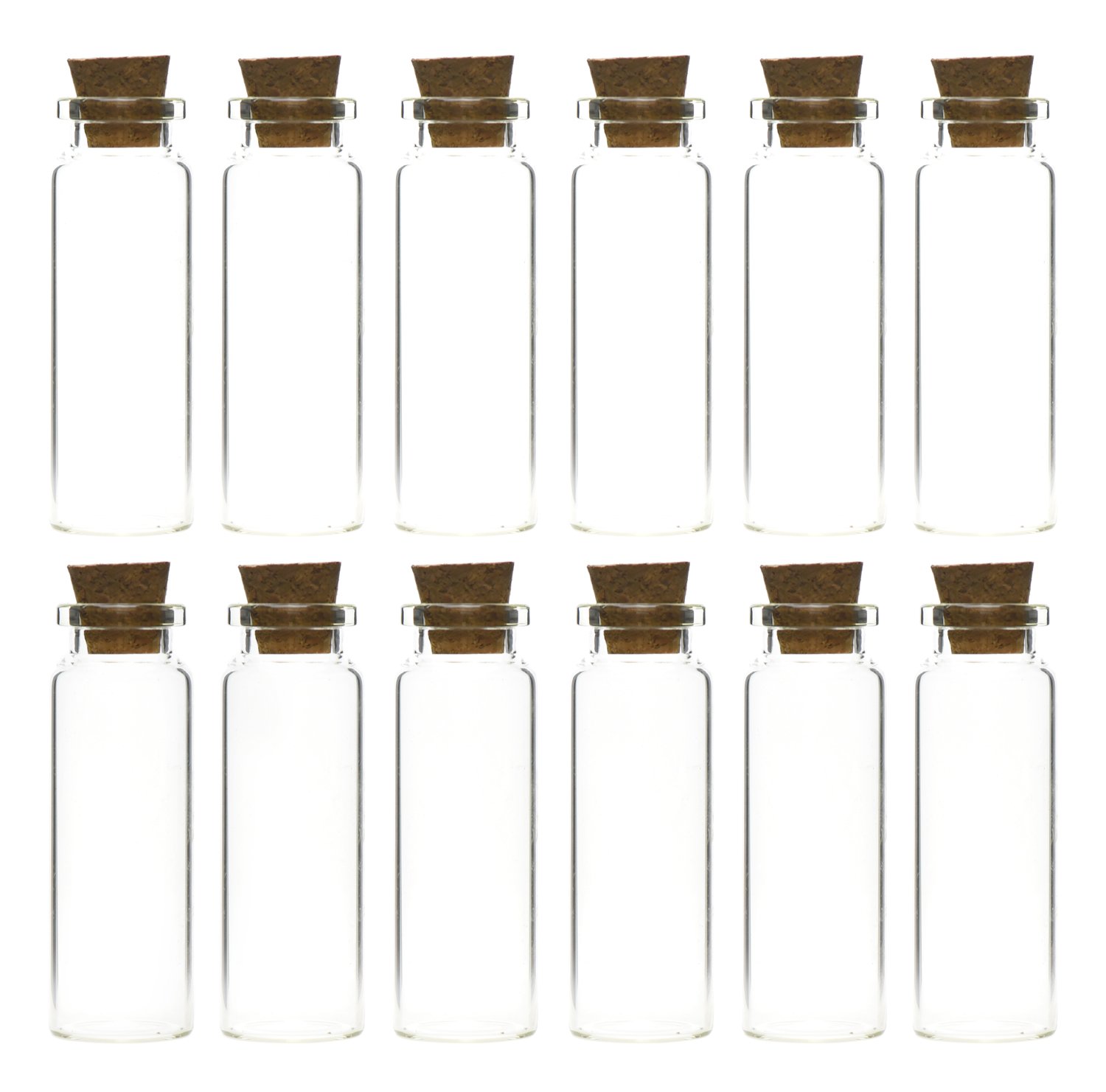 FiveSeasonStuff 15ml (52 Pcs) Mini Transparent Glass Bottles/Jars with Cork Stoppers for Scents, Oils, Spices, Wedding, Jewelry, Message, Party Favors etc