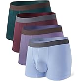 DAVID ARCHY Mens Trunks Underwear Soft Breathable Rayon Made from Bamboo for Men No Fly Pouch 4-Pack