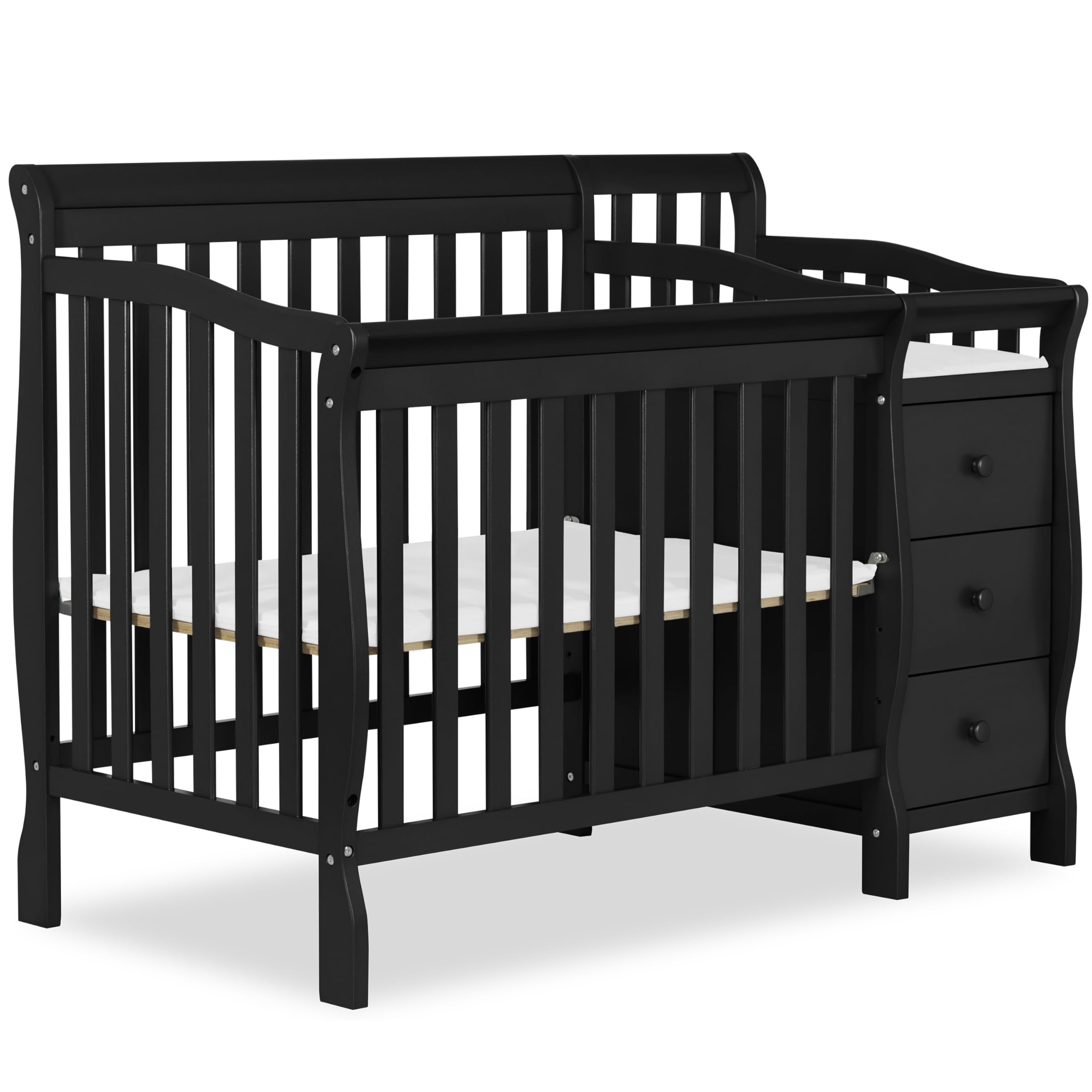 Photo 1 of *USED*
Dream On Me Jayden 4?in?1 Mini Convertible Baby Crib & Changer with Storage in Black, Pinewood, GreenGuard Gold & JPMA, 1” Mattress Pad, 3 Mattress Heights, Converts to Mini Day & Twin-Size Bed