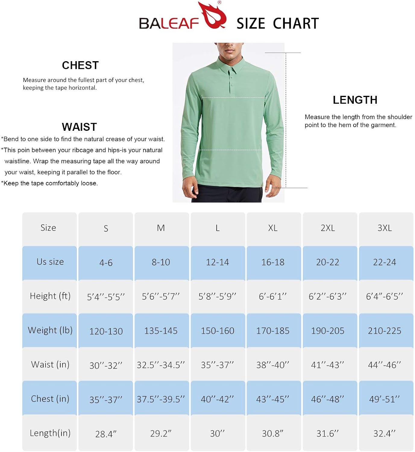BALEAF EVO Men's UPF 50+ Sun Protection Golf Polo Shirt Quick Dry Long Sleeve Workout Tennis Shirt : Clothing